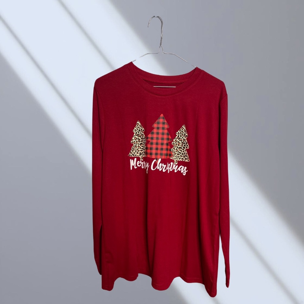 Red Christmas Tree Long Sleeve Top